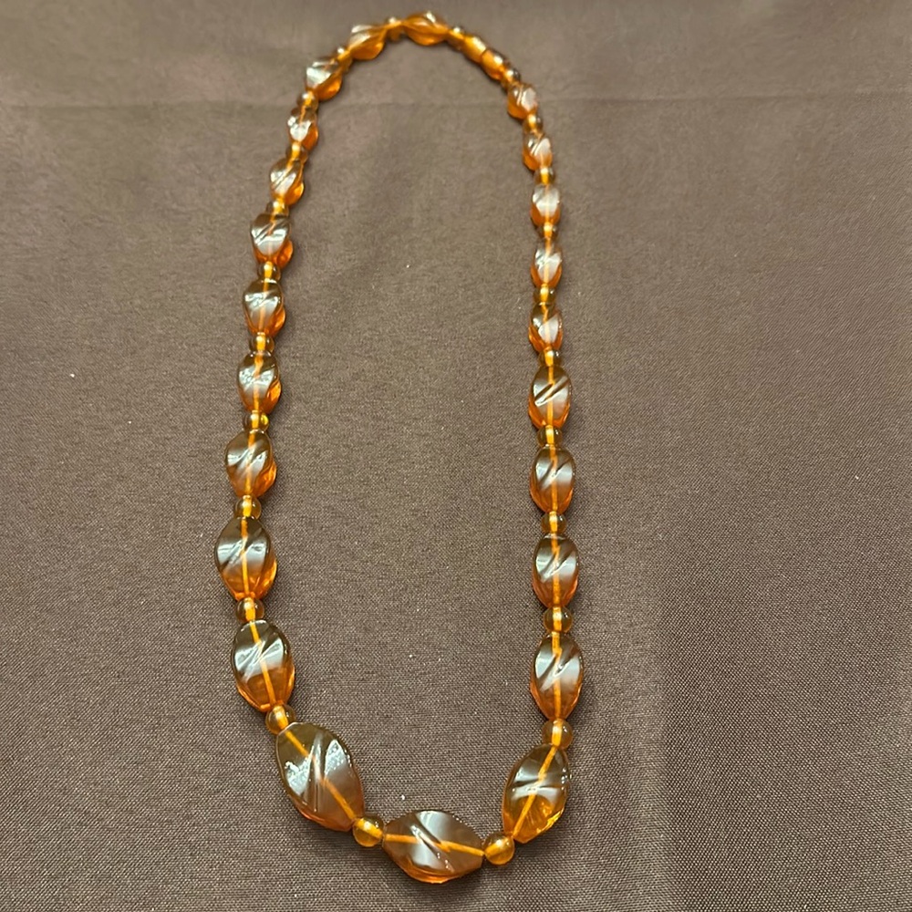 Vintage graduated citrine Czech glass 12 inch Bohemian necklace